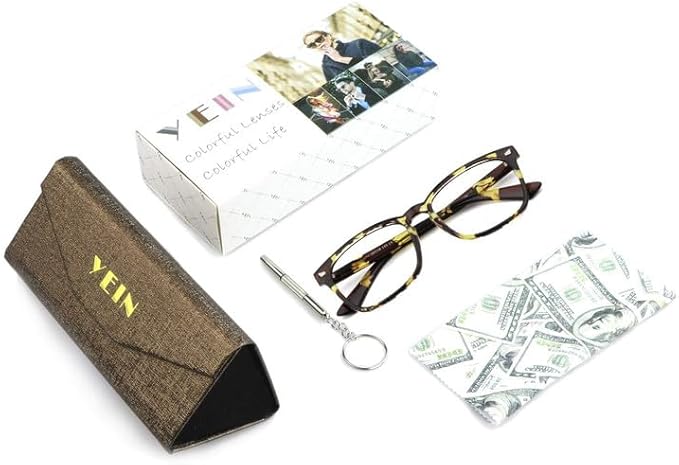 YEIN Bifocal Reading Glasses with Blue Light Blocking Lenses, Bifocal Reader for Women and Men, Vintage Square frame with Spring Hinge (+0.50/+2.75 magnification)
