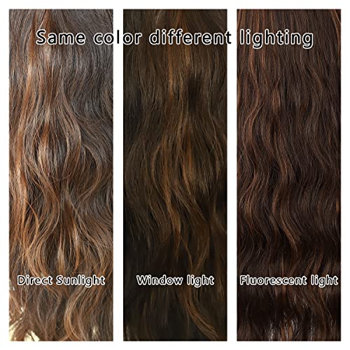 SAPPHIREWIGS Headband Wig Loose Body Wavy Glueless Synthetic Hair for Black Women Wave None Lace Front Wigs Mix Brown Color Headband Wigs 150% Density 26inches