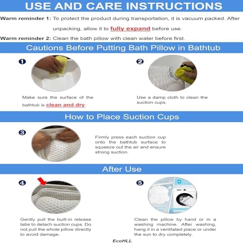 Full Body Bath Pillow for Bathtub, Spa Tub Cushion with 10 Suction Cups - 4D Air Mesh Quick-Dry Bathtub Pillow for Head, Neck & Back Support - Includes Laundry Bag