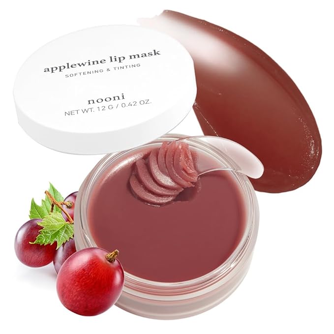 NOONI Vegan Butter Melting Balm - Applewine Lip Sleeping Mask | Shea Butter, Vitamins, Nourishing Treatment for Dry Lips, Soothing, Overnight Moisturizer, Softening, Hydrating, 0.42 Oz