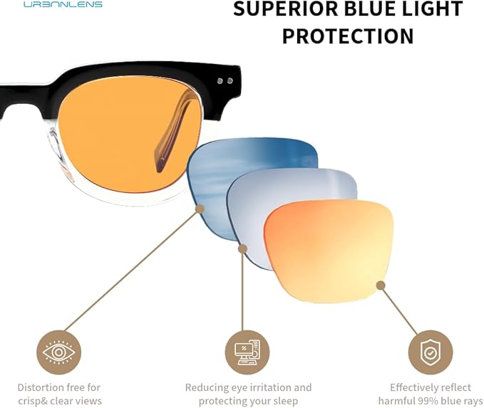 Blue Light Blocking Reading Glasses Amber Blue Blocker Lens - For Better Sleep, Reduce Eye Strain for Women + Men