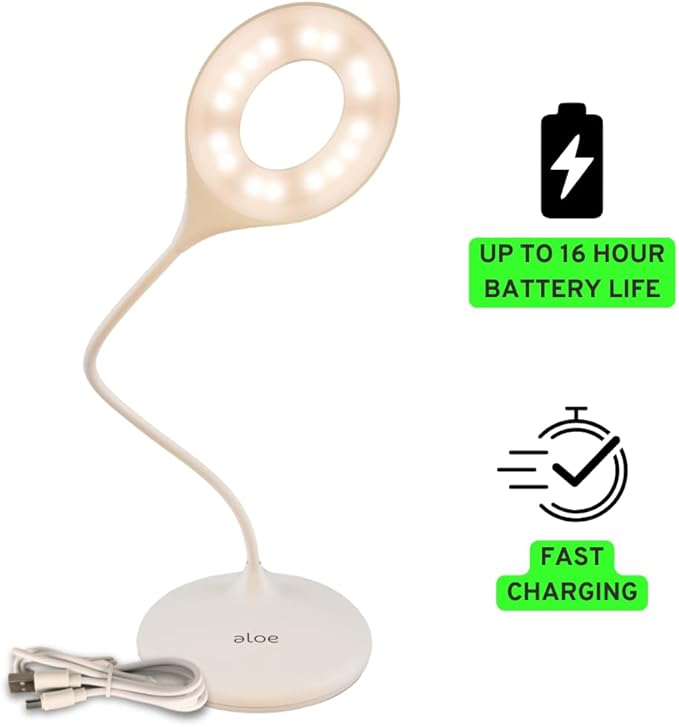 Green Light Therapy for Migraine, Anxiety & Insomnia Relief – 16 Inch Cordless Desk Lamp, Dual White & 520 nm LED with Adjustable Brightness | USB Rechargeable & Portable Sleep Aid
