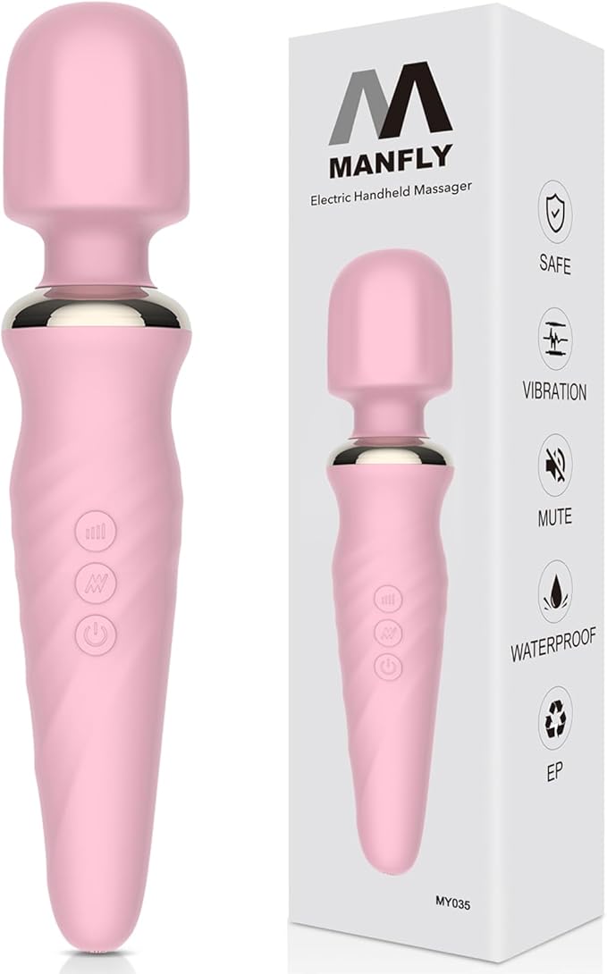Portable Electric Travel Massager, Handheld Rechargeable Neck and Shoulder Muscle Home Massage Tool (Pink)