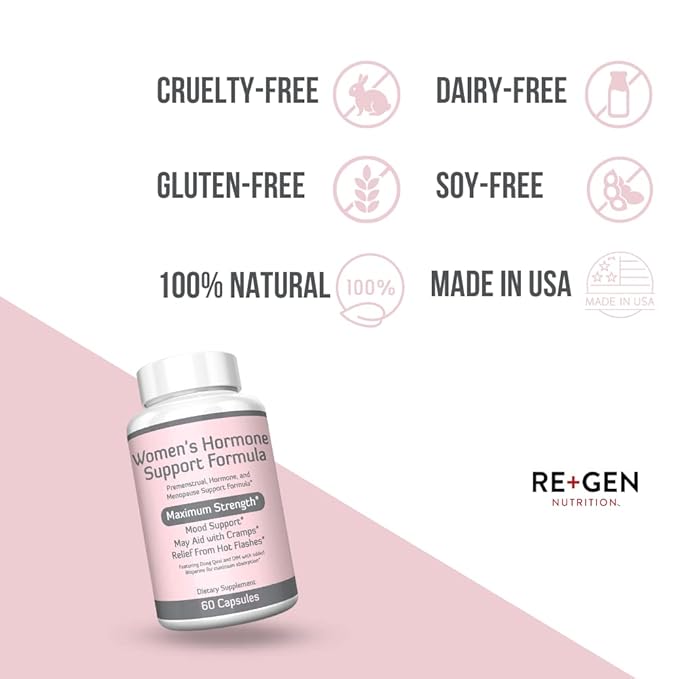 Re+Gen Nutrition H Stop Lip Balm & Women's Hormone Balance Support with Shea Butter, Tea Tree, Vitamin E, Lemon Balm, Mood Swings and More for Clear and Healthy Skin, Discreet Blister Support Moisturi