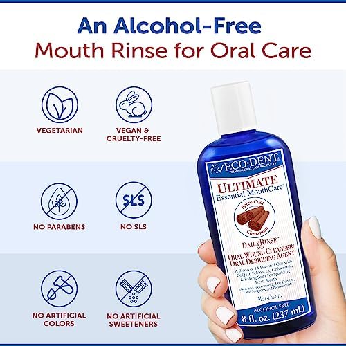 Eco-Dent Alcohol-Free Mouthwash, Cinnamon - Ultimate Essential MouthCare, Oral Care Mouth Wash for Adults, Baking Soda Mouth Rinse with Essential Oils + DailyRinse Single-Use Pack, Mint