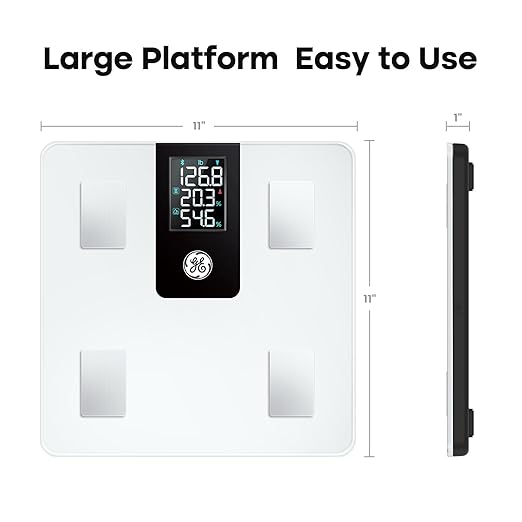 GE Smart Body Fat Scale: with BMI for Body Weight and Fat Percentage Composition Digital Bathroom Weight Scale Bluetooth with Large LCD Display Accurate Weighing 396lbs White