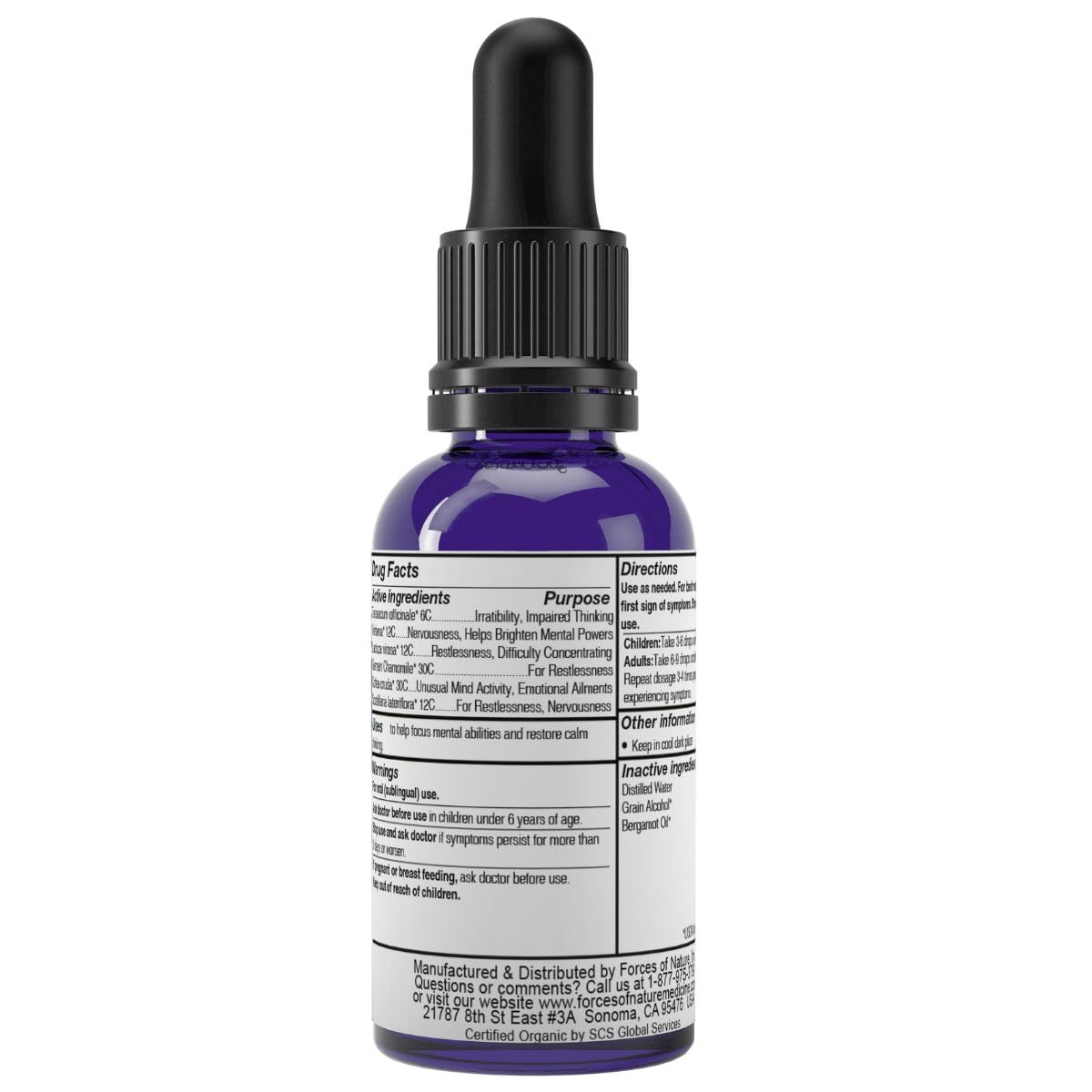 Forces of Nature Focus Supplement, Focus More Homeopathic Medicine, Nootropics Brain Support Supplement, Helps Memory & Concentration, 1 fl oz