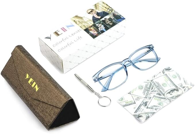 YEIN Bifocal Reading Glasses with Blue Light Blocking Lenses, Bifocal Reader for Women and Men, Vintage Square frame with Spring Hinge (+0.75/+3.50 magnification)