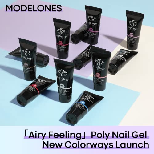 modelones 12 Colors Poly Nail Extension Gel Kit Pink Black White Red Glitter All Seasons Classic Colors Builder Nail Gel Set Holiday Manicure DIY Design Salon at Home Beauty Gifts