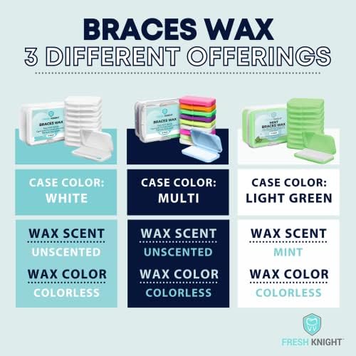 Braces Wax White 10 Pack. Dental Wax for Braces & Aligners, Unscented & Flavorless - 50 Premium Orthodontic Strips Food Grade Fresh Knight
