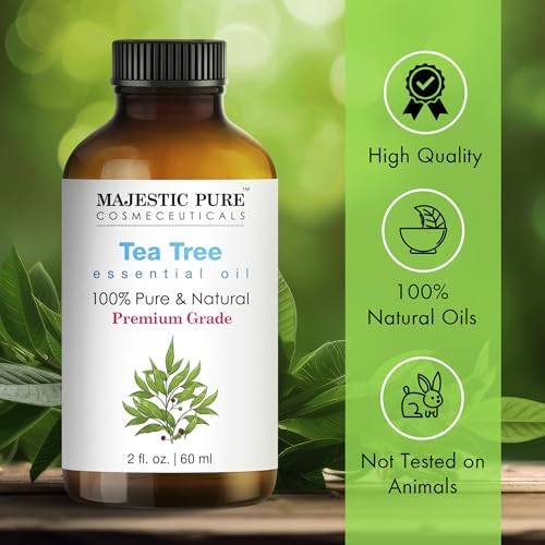 MAJESTIC PURE Tea Tree Essential Oil | 100% Pure and Natural Oil | Premium Grade Essential Oils for Hair Care, Home Diffusers, Skin, Aromatherapy, Massage and Humidifiers | 2 Fl Oz