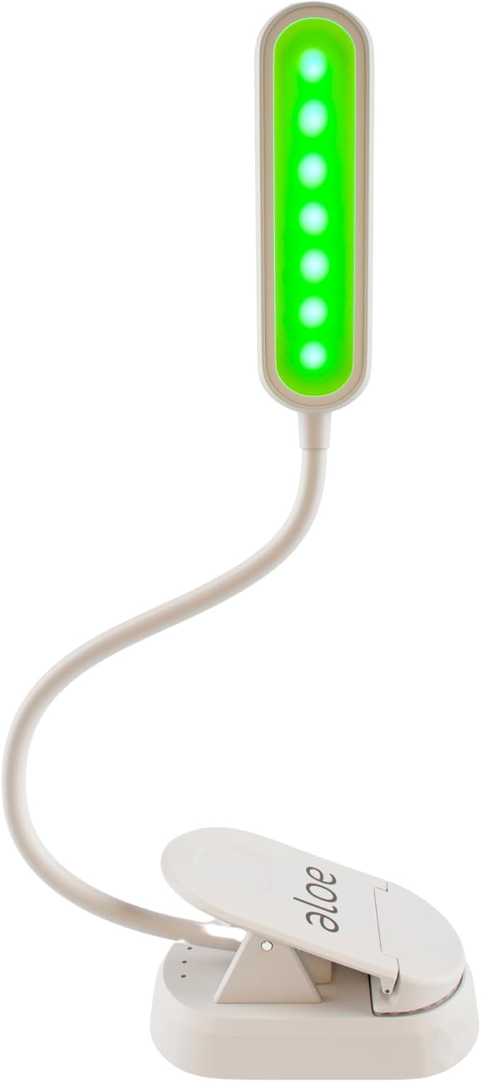 Green Light Therapy Lamp for Migraine, Anxiety & Insomnia Relief – Clip-On, Flicker-Free 520 nm LED with Adjustable Brightness | USB Rechargeable & Portable Sleep Aid