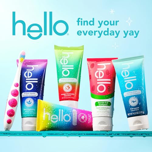 hello Magical Mermaid Kids Toothpaste with Fluoride, Orange Dreamsicle Flavor Toothpaste for Kids, Safe for Ages 2 and Up, Helps Prevent Cavities, Strengthen Enamel, Polish Teeth, 3 Pack, 4.2 Oz Each