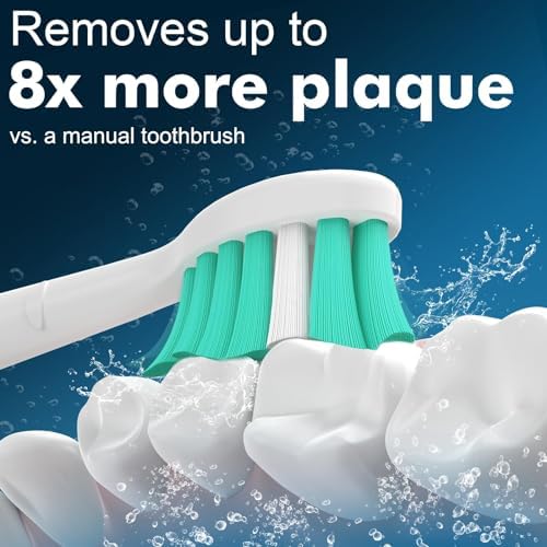 Replacement Toothbrush Heads Compatible with Philips Sonicare Protectiveclean C1 C2 4100 5100 6100 9024 6250, White, 10 Sonic Electric Brush Head (Green White, Medium)