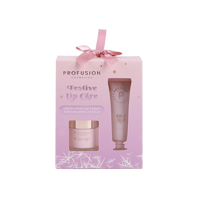 Profusion Cosmetics Frosted Snow Sparkle Sugar Lip Scrub and Hydrating Lip Balm, Exfoliating Lip Scrub and Nourishing Lip Balm With Long Lasting Hydration, Vegan and Cruelty Free