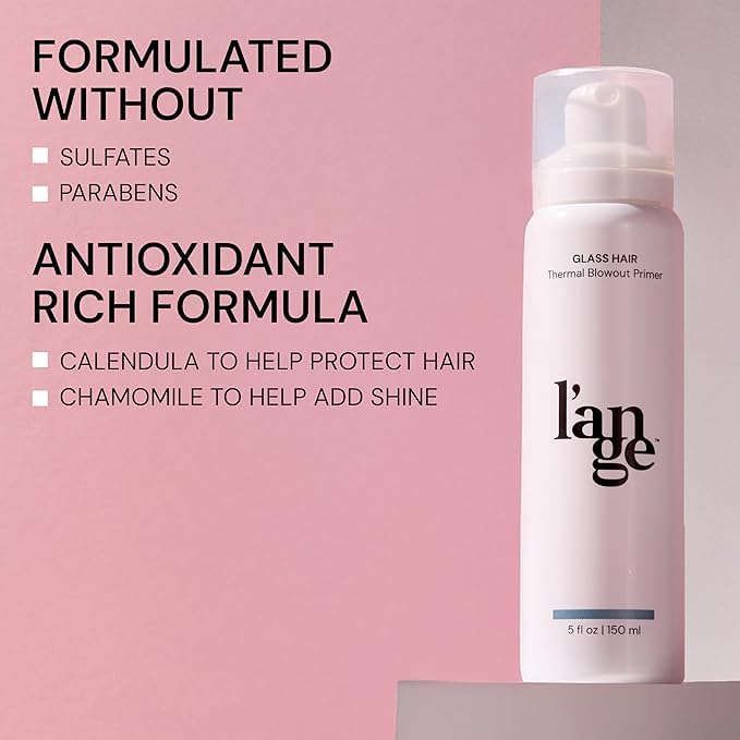 L'ANGE HAIR Glass Hair Thermal Blowout Primer | Heat Protectant Spray for Frizz Control & Shine | Blow Dry Support Styling Mist | For All Hair Types | 5 fl oz
