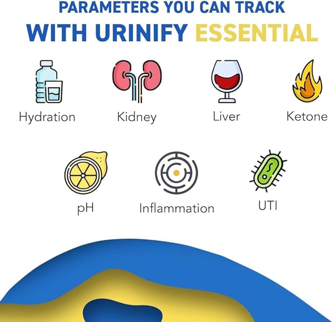 Mobile App Urine Test Strips -Trusted at Home Kidney and Liver Test Kit, Urinary Protein, UTI Test, Hydration, Ketone Body, pH, Urinalysis- Essential Kit (3 Strips)