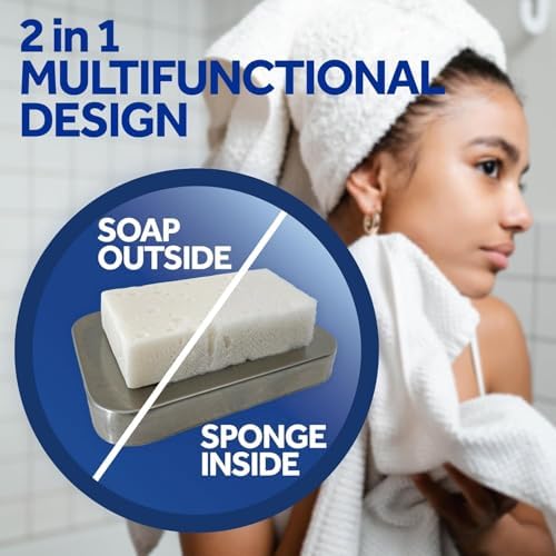 T.Taio Esponjabon Mother of Pearl Soap Sponge - Cleansing Shower Scrubber - Cleaning Bath Wash Scrub - Oil Removal - Massage & Lather Foot, Elbow, & Face - Bathroom Accessories - Fresh Scent (10-pack)