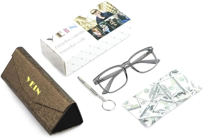 YEIN Bifocal Reading Glasses with Blue Light Blocking Lenses, Bifocal Reader for Women and Men, Vintage Square frame with Spring Hinge (+0.75/+3.50 magnification)
