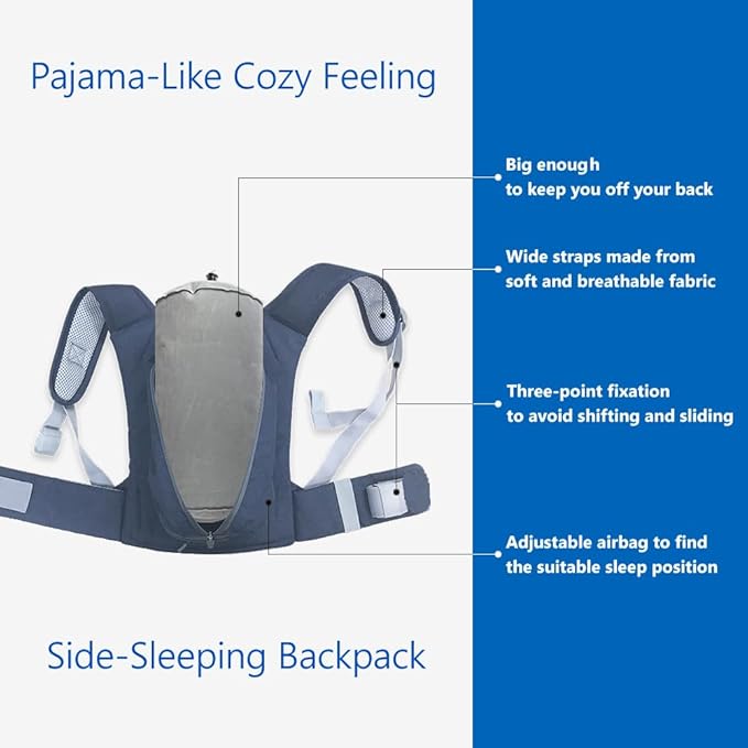 Model 2024 Side-Sleeping Backpack from WoodyKnows, Alleviates Snoring and Sleep Issues Caused by The Back-Sleeping Position, Anti Snoring Solution, Snore Aid Device (L)