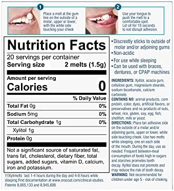 Oracoat XyliMelts for Dry Mouth Night Time or Day - Moisturizing Dry Mouth Adhering Discs, Sugar Free with Xylitol, 80 Count, Slightly-Sweet Flavor, 8-Hour Relief