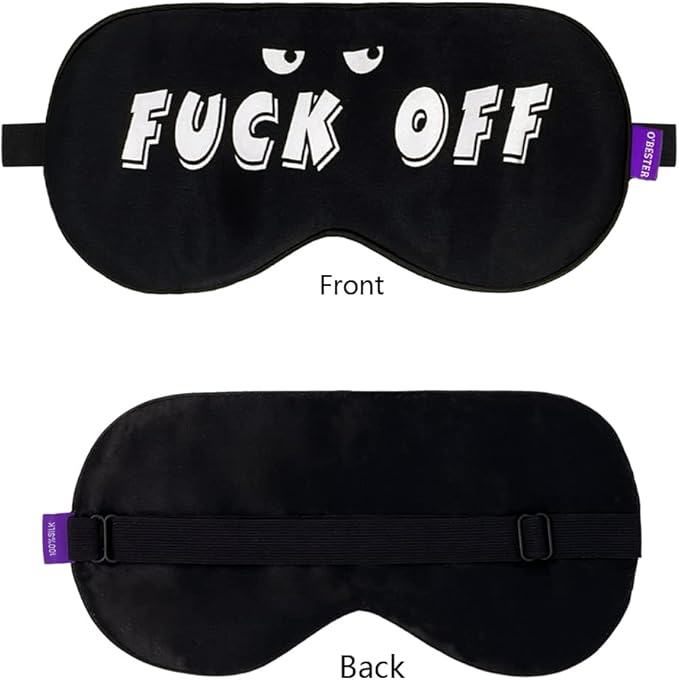 O’Bester Natural Silk Sleep Mask, Comfortable and Super Soft Eye Mask with Adjustable Strap, Ultimate Sleeping Aid, Blindfold, Blocks Light (Funny)