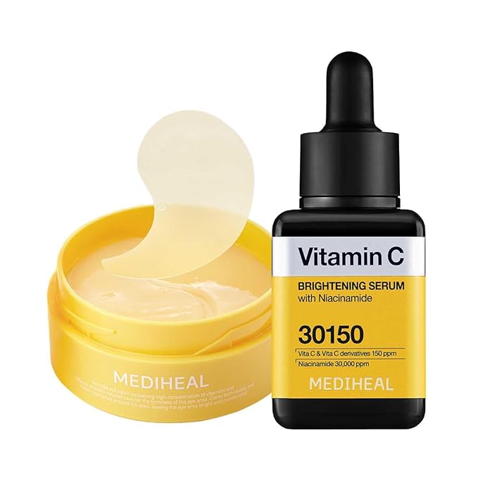 Mediheal Vita Glow Set – Vitamin C Brightening Serum & Eye Patches for Radiant Skin, Dark Circles & Dullness