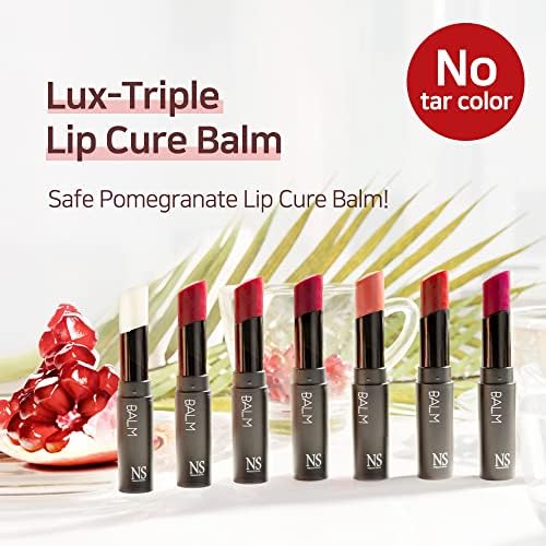 Lux Triple Lip Cure Balm (0.17 oz) (AURA (Deep Magenta Pink)) 4 million units sold in Korea, Natural Tinted Korean Lip Balm, Petroleum/Paraben Free, Lip Butter,lip balm hydrating,tinted moisturizer