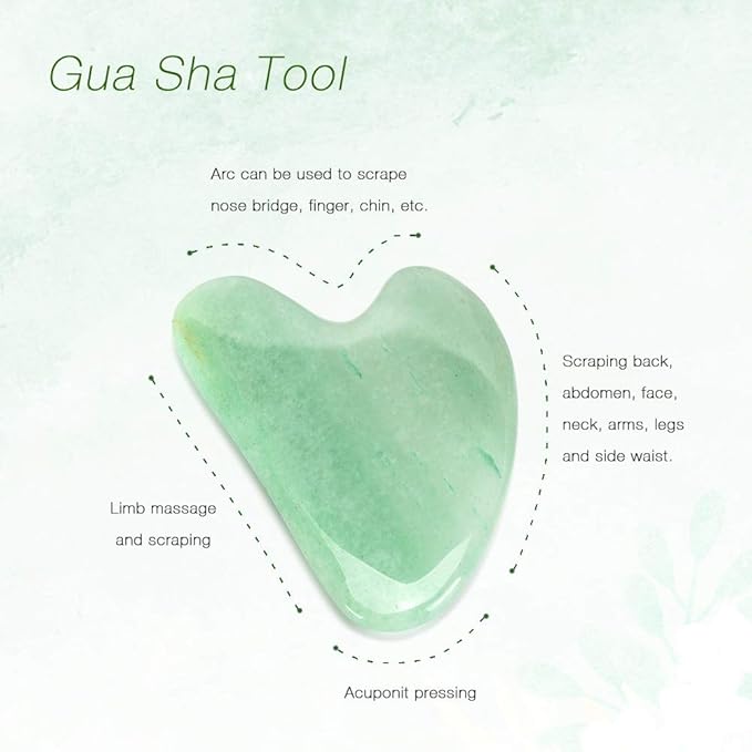 NEUTRIHERBS Jade Gua Sha & Face Roller & Vitamin C Serum Facial Tool Set(3 in 1 Kit), Home Face Massager for Wrinkle,Fine Line,Puffiness,Firm Smooth Relax Skin -- Green