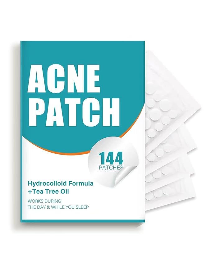 Pimple Patches for Face, Hydrocolloid Acne Patches with Tea Tree Oil for Spot Treatment, Zit Patch, Blemish Cover, Two Sizes, Vegan, Cruelty Free (144 Count (Pack of 1))