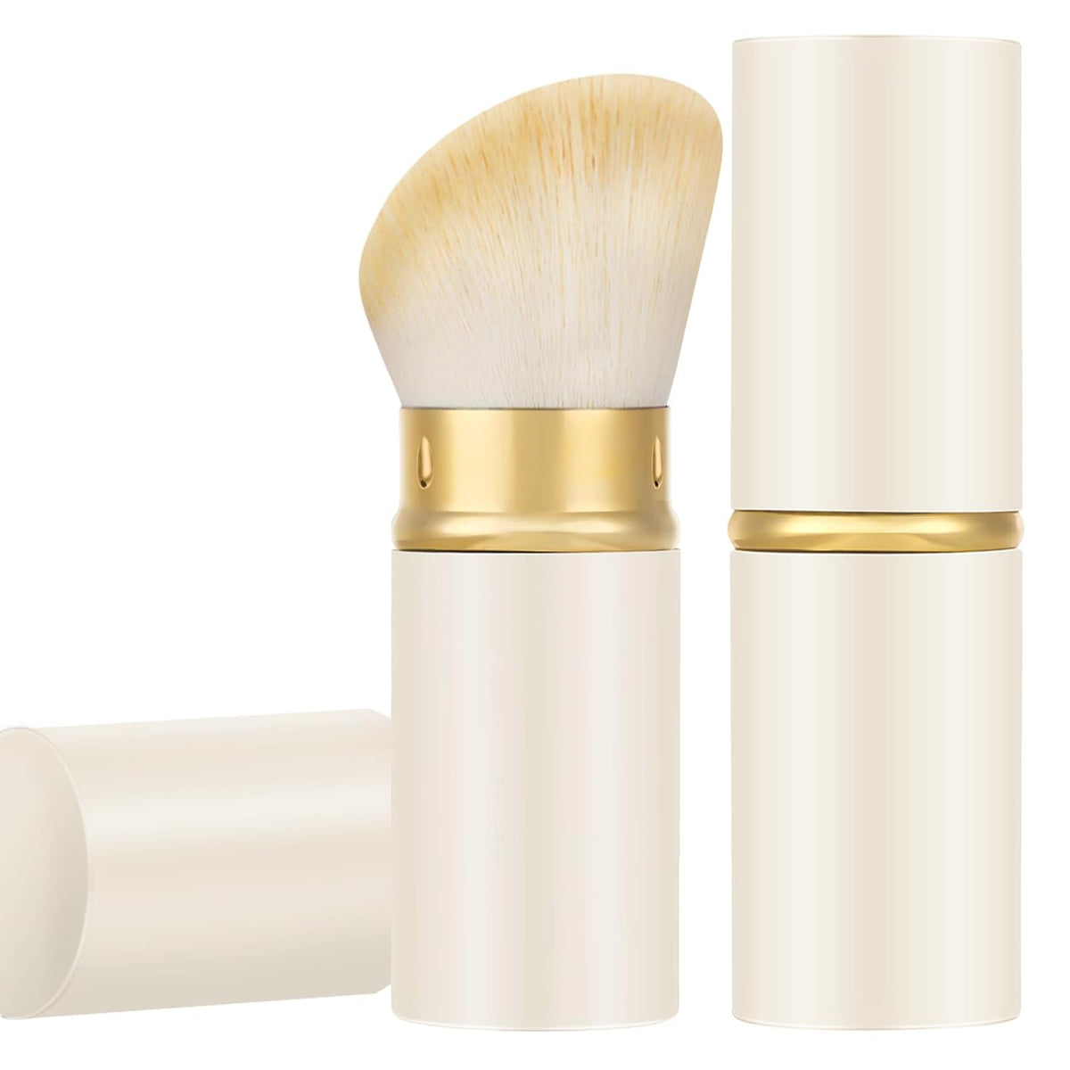 Falliny Retractable Kabuki Makeup Brush, Angled Travel Powder Foundation Blush Brush Makeup Brush for Blush, Sunscreen,Bronzer, Buffing, Concealer,Highlighter, Powder Cosmetics
