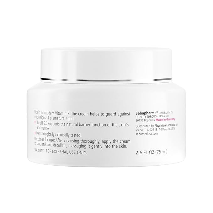 seba med Moisturizing Face Cream for Sensitive Skin pH 5.5 Hypoallergenic Ultra Hydrating with Vitamin E Dermatologist Recommended 2.6 Fluid Ounces (75 Milliliters)