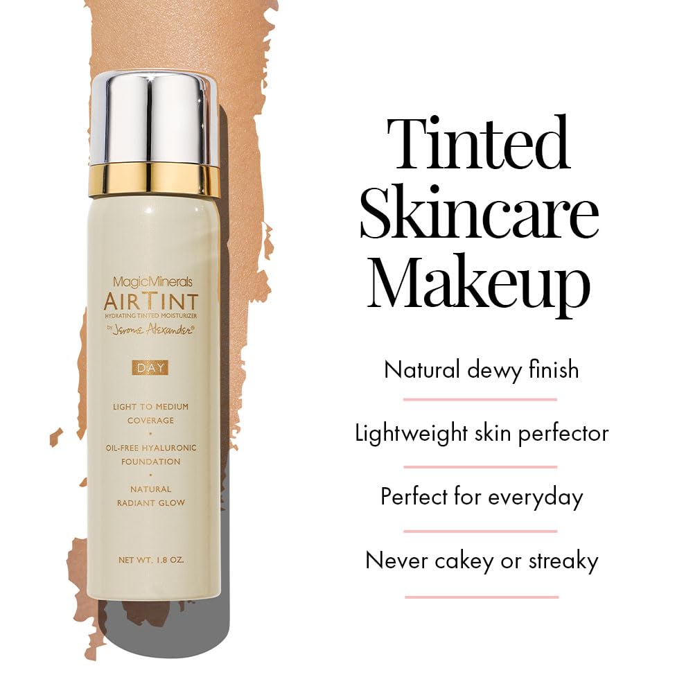 Jerome Alexander MagicMinerals AirTint Tinted Moisturizer AirBrush Spray Light | Tinted Moisturizer Spray with Anti-Aging Ingredients | Fair |2PC