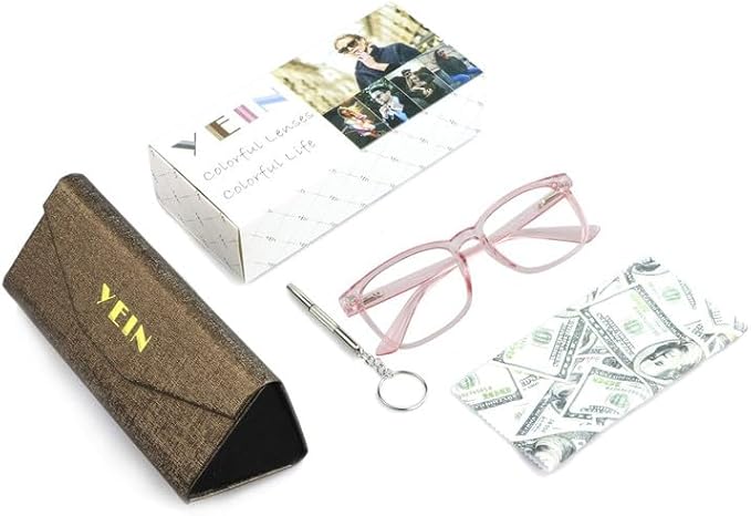 YEIN Bifocal Reading Glasses with Blue Light Blocking Lenses, Bifocal Reader for Women, Vintage Square frame with Spring Hinge (+0.50/+2.75 magnification)