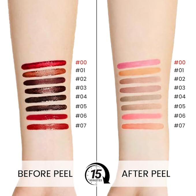 Matte Lip Stain Peel Off Lip Liner, Delicate Pink Peel Off Lip Stain Tattoo,Long Lasting & Waterproof Peel Off Lip Gloss Lip Liner,Transfer-Proof All Skin Types.0.12 fl oz #00