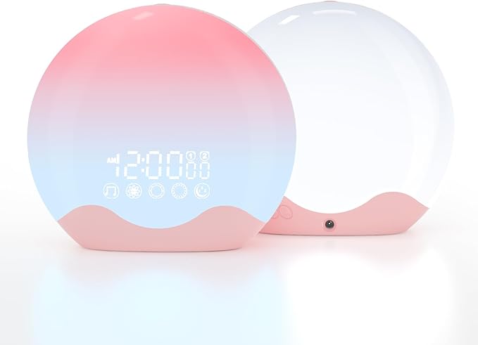 Wake up Light, Sunrise Alarm Clock with 10,000 Lux Therapy Light, Light Therapy Lamp with 20 Brightness & 4 Color Temperature, 11 Color Lights, Dual Alarm & Snooze Function