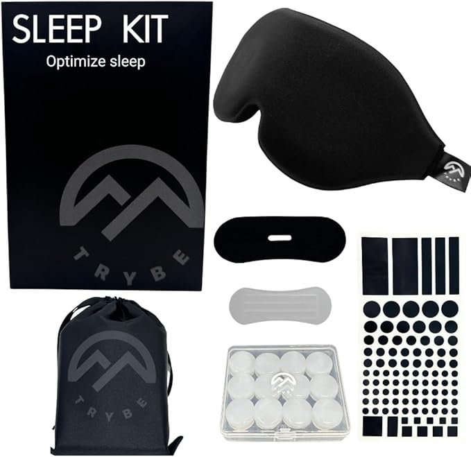 Sleep Kit, Sleep Mask, Ear Plugs, Nose Strips, and Light Covers for Travel. Sleep kit Bag and Breath and Sleep Guide for Travel, Hotels, Camping or Home (Sleep Kit) (Sleep Kit)
