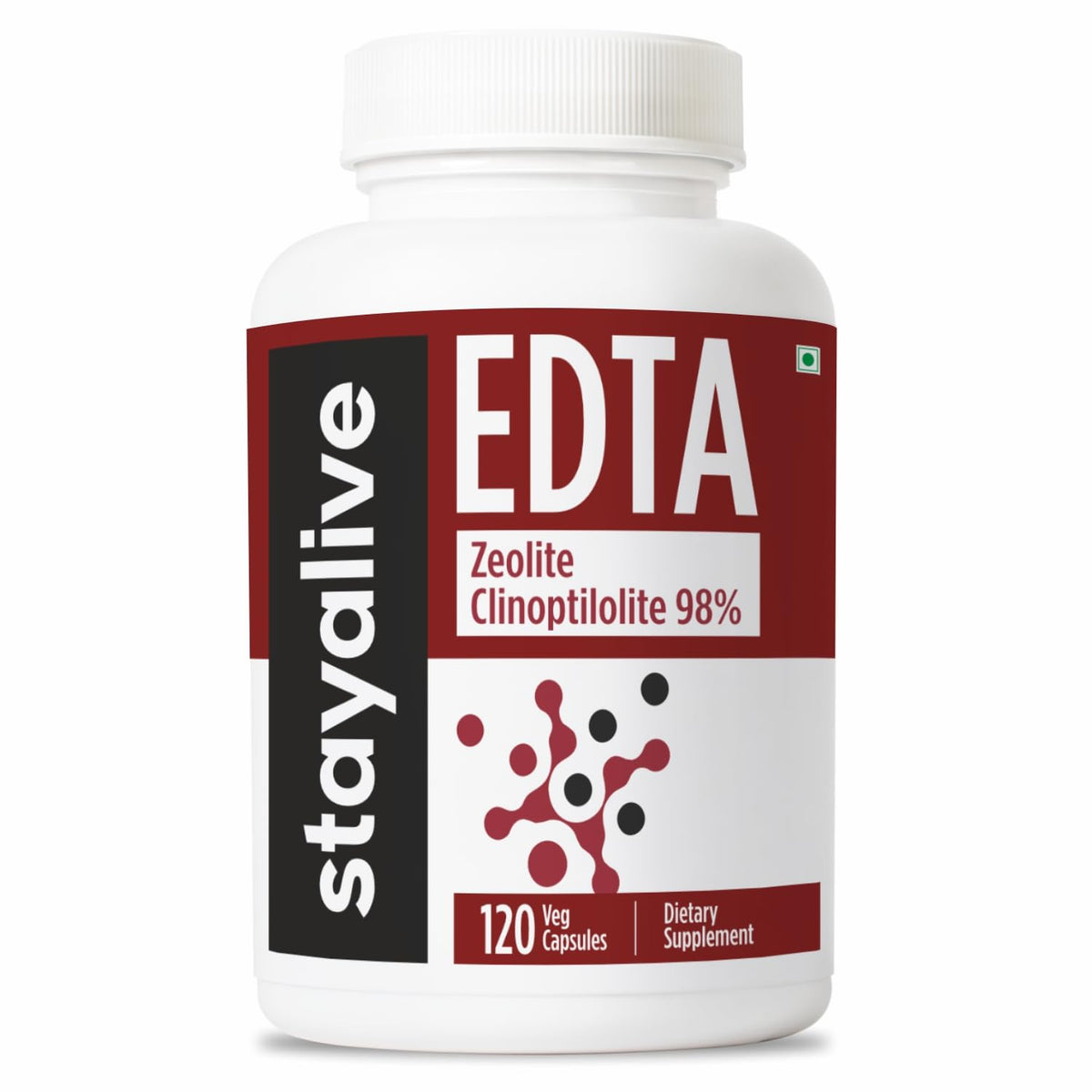 STAY ALIVE EDTA Capsules 1500mg with Zeolite 98% and Kale Extract Powder, 120 Pills, Non-GMO & Gluten Free Calcium Disodium EDTA Supplement