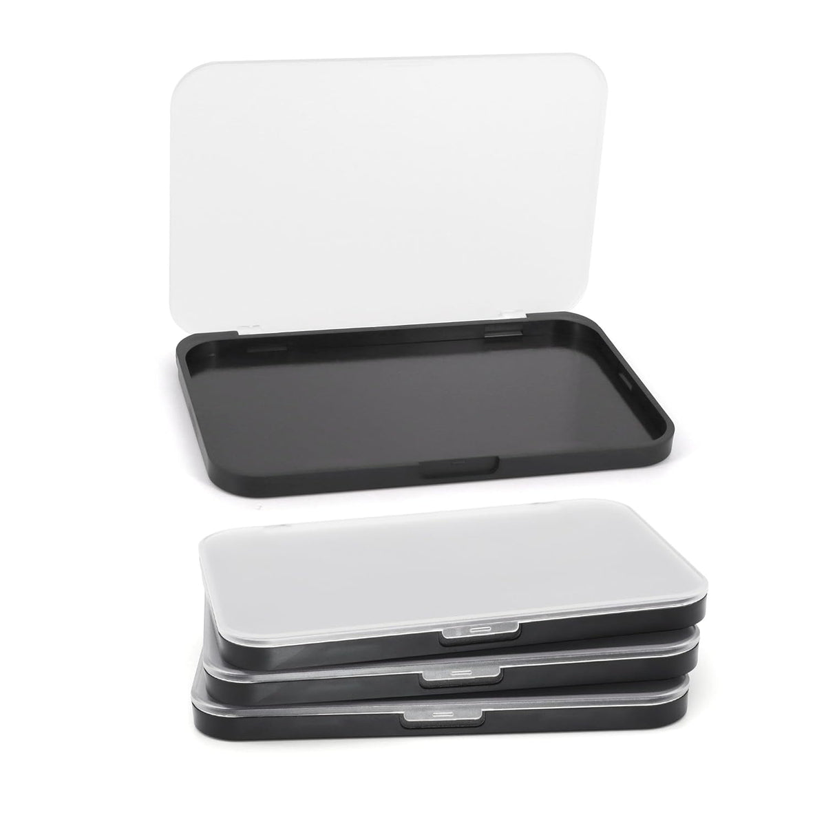 AJLTPA Magnetic Makeup Palette with Frosted Clear Top, 3Pack Empty Eyeshadow Dispensing Storage Box with 60Pcs Adhesive Metal Stickers for DIY Cosmetics Blush Powder-6.69"X4.41"Palette