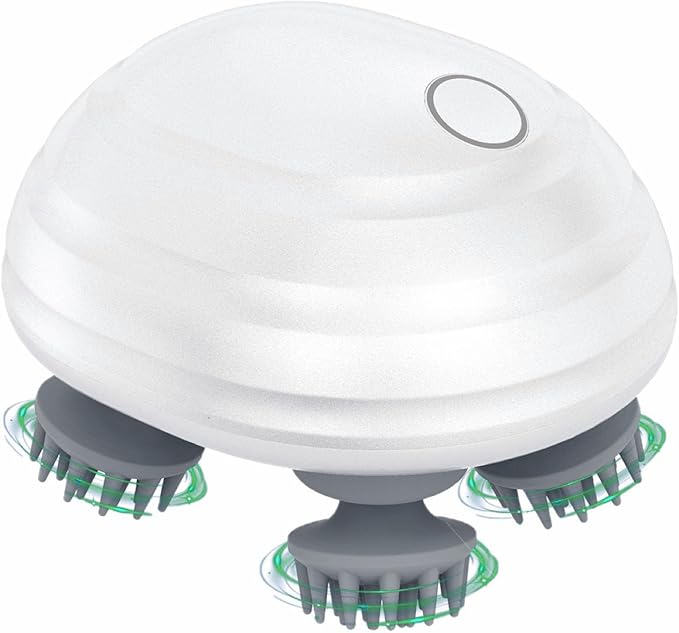 ORIA Electric Scalp Massager, Electric Pet Massager for Cat and Dog, Portable Rechargeable Head Massager with 5 Modes, 8 Detachable Heads, 96 Massage Nodes, IPX7 Waterproof, for Full Body Use