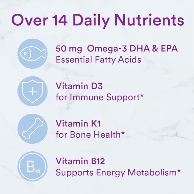 SmartyPants Toddler Multivitamin Gummies: Omega 3 Fish Oil (EPA/DHA), Vitamin D3, C, Vitamin B12, B6, A, K & Zinc, Biotin, Beta Carotene, Gluten Free, Three Fruit Flavors, 70 Count (23 Day Supply)