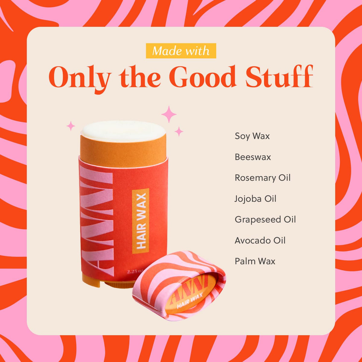 Plant-Powered, Frizz Taming Hair Styling Wax for Women | Enriched with Beeswax and a Blend of Nourishing Oils, Including Rosemary, Jojoba, Avocado, and Grapeseed | Safe For All Hair Types & All Ages