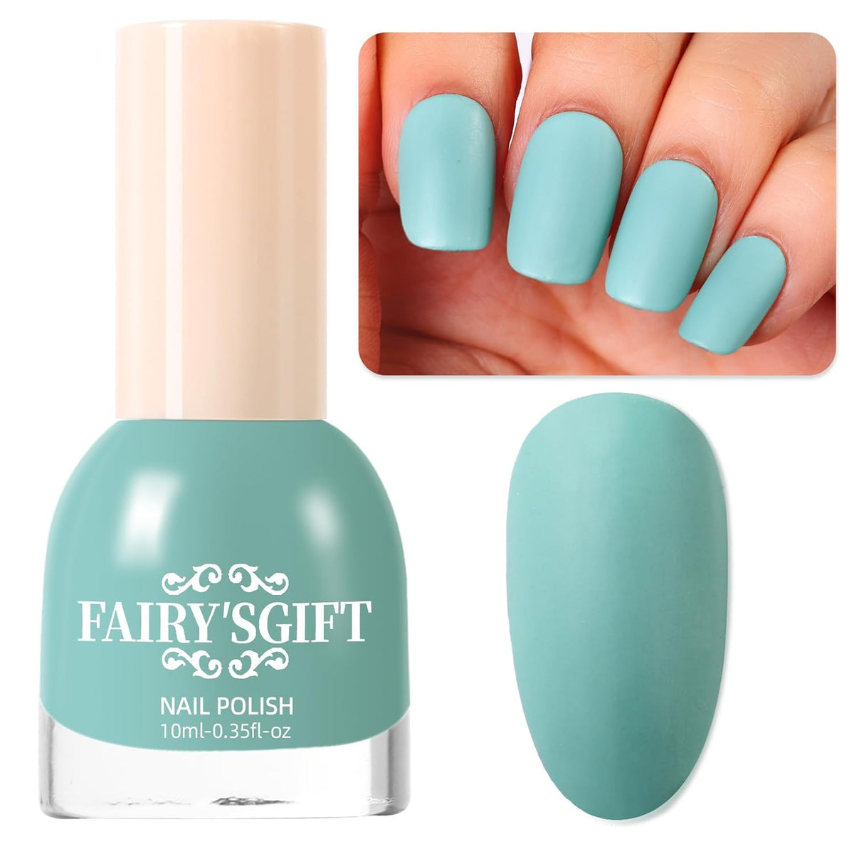 Matte Nail Polish Air Dry Nail Lacquer for Nail Art Varnish, Mist Effect Matte Finish Velvet Nail Polish, 0.35 fl oz (Cyan-14, 10 ML)