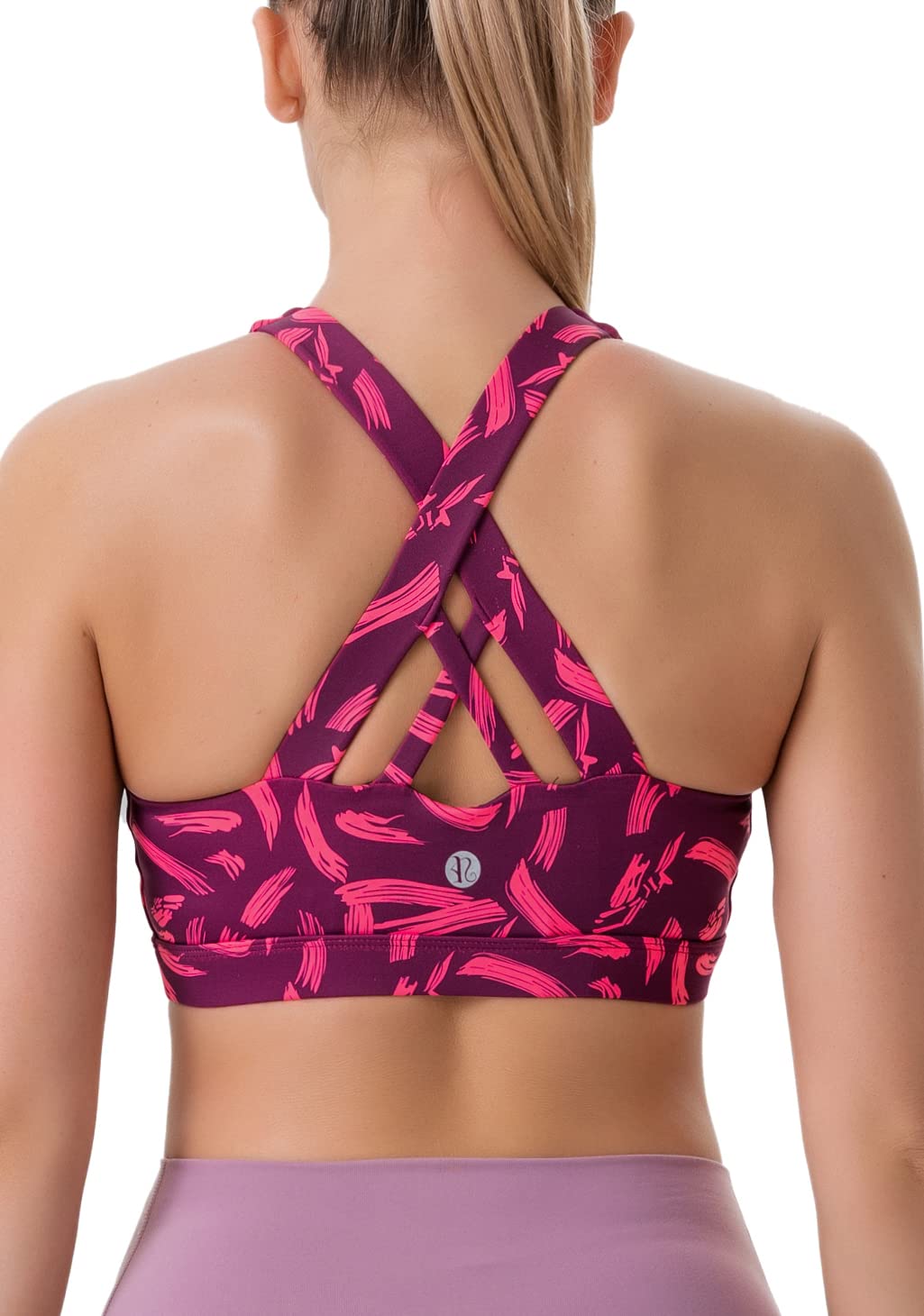 RUNNING GIRL Sports Bra for Women, Criss-Cross Back Padded Strappy Sports Bras Medium Support Yoga Bra with Removable Cups (WX2353D-Freedom Red, XS)