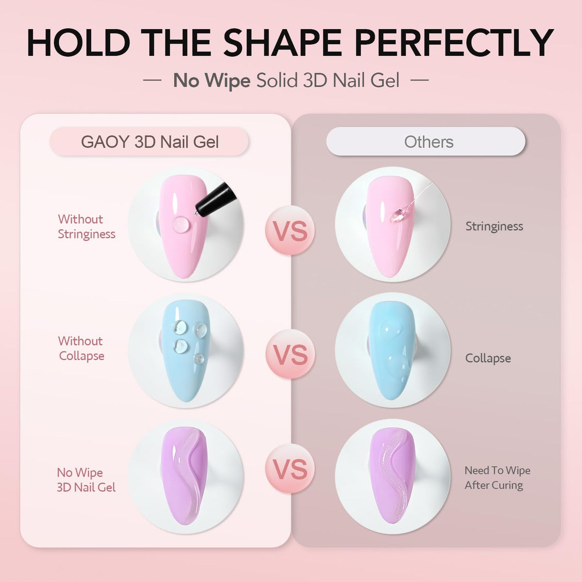 GAOY 3D Nail Gel, 15g Clear Sculpting Gel for Carving, Molding and Painting Nail Art Designs, Rhinestone Glue for Gems Decoration