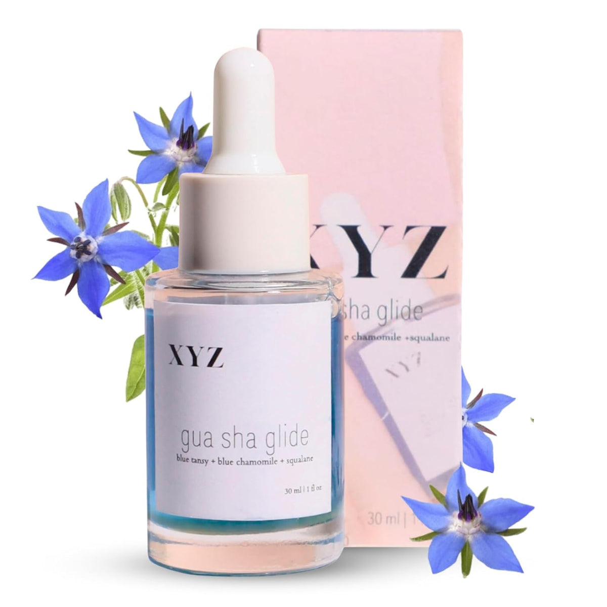 Gua Sha Glide Face Oil - Hydrating and Soothing Face Oil With Azulene Blue Tansy, Blue Chamomile + Squalene | Moisturizer, Face Oil and Soothing Agent for All Skin Types - 1 fl oz (30ml)
