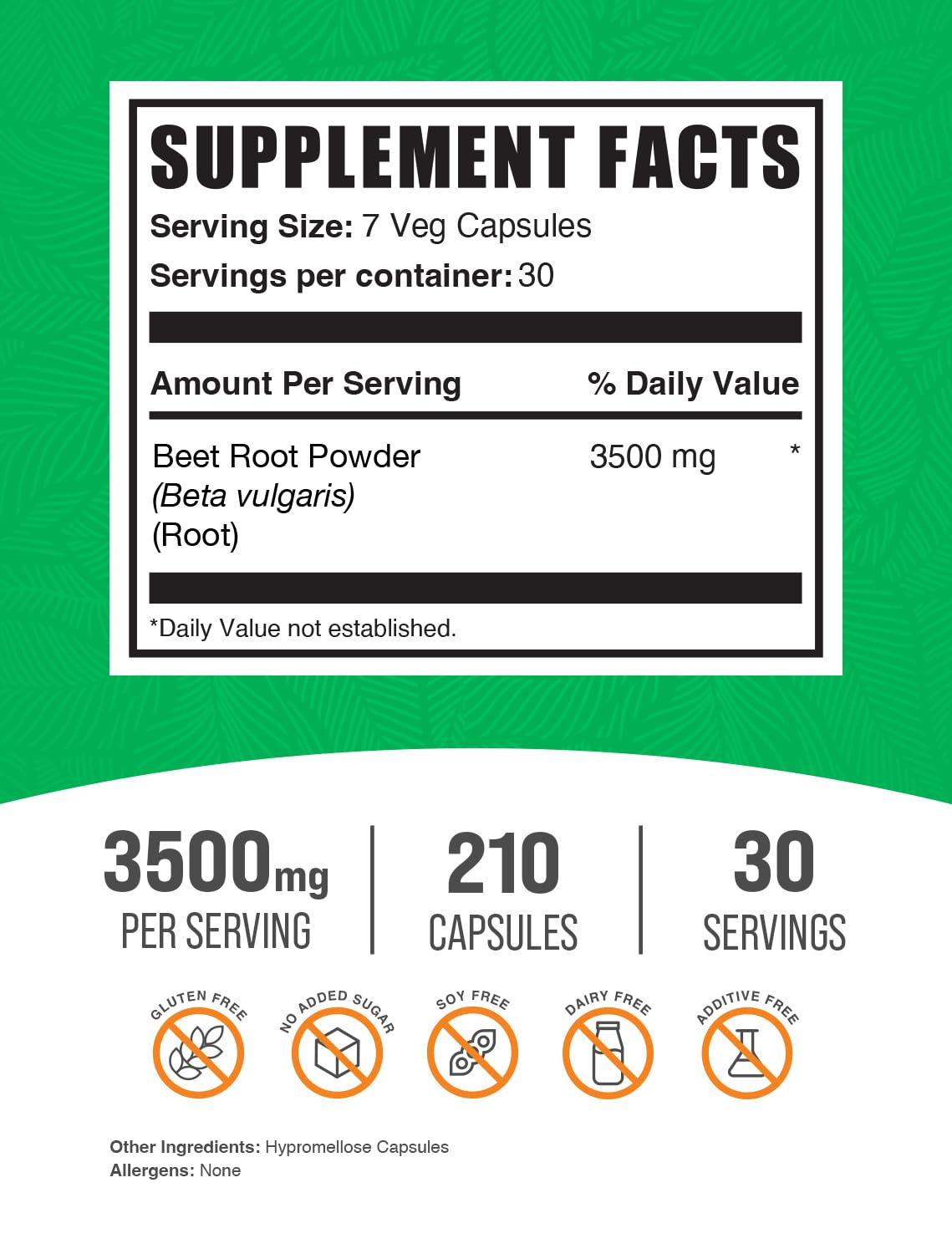 BulkSupplements.com Beet Root Capsules - Beet Root Supplement, Beet Root Pills - Vegan, Superfood, & Gluten Free - 7 Capsules per Serving, 210 Veg Capsules (Pack of 1)