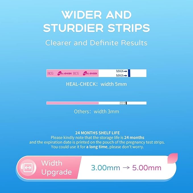 Pregnancy Tests with Cup, HEAL-CHECK Bulk Pregnancy Test Strips for Home Detection, Over 99% Accuracy, Individually Wrapped, 5mm Width HCG Test Kit, Fertility Value Pack, FSA HSA Eligible, 70 Count