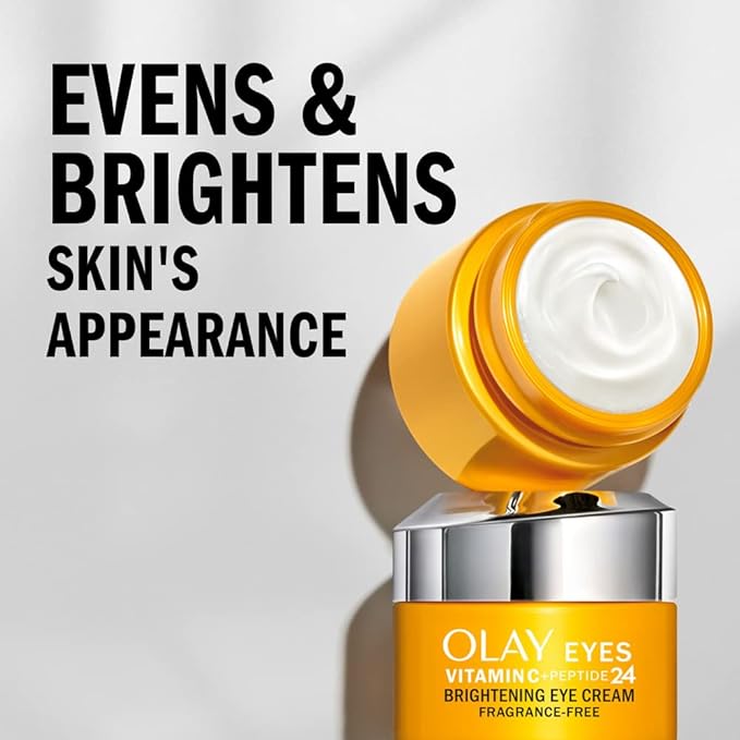 Olay Vitamin C + Peptide 24 Eye Cream, Fragrance-Free, 0.5 oz + Whip Face Moisturizer Travel/Trial Size Gift Set