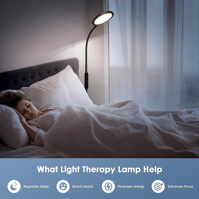 Light Therapy Lamp, 11,000 Lux Sunlight Lamp with Touch&Remote Control, Floor Lamp with 4 Color Temperatures &5 Brightness Levels,Full Spectrum Light with 4 Timers for Reading/Office/Home